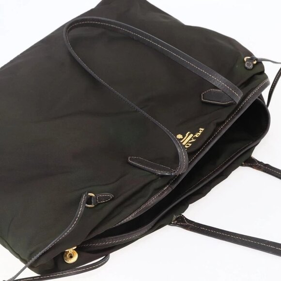 PRADA Tote Bag Nylon Khaki Gold Auth bs30074 - Picture 5 of 16